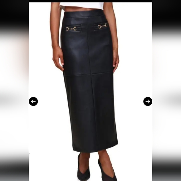 7 For All Mankind Black Pencil SKIRT with Gold Accents - Picture 1 of 15